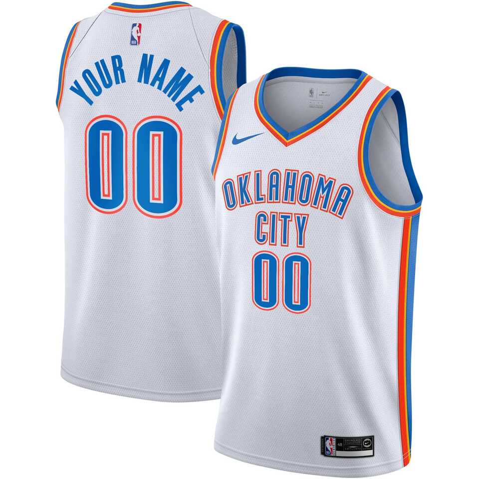 Men%27s Oklahoma City Thunder White Nike Custom Association Edition Swingman Jersey->customized nba jersey->Custom Jersey
